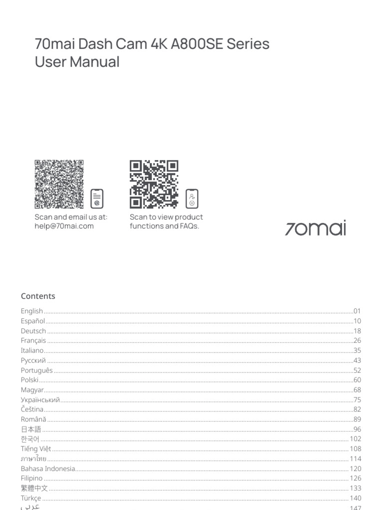 70mai A800SE Dash Cam User Manual | PDF | Electromagnetic Interference ...