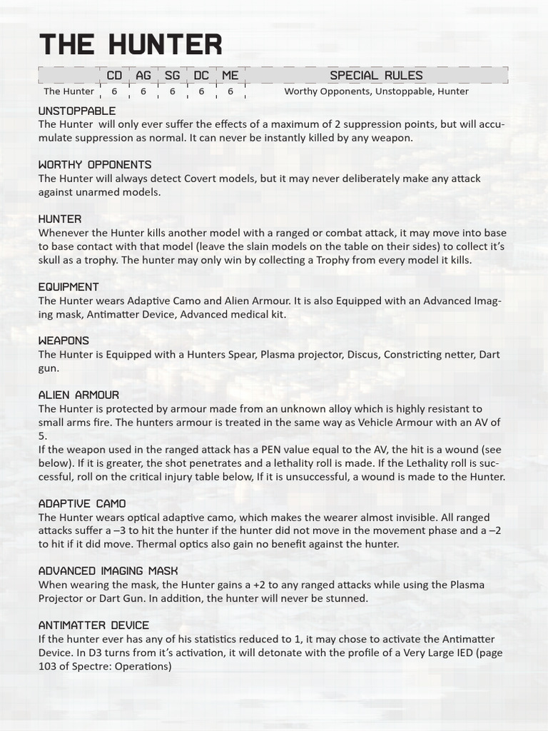 The Hunter: Rules and Equipment Guide | PDF | Military Technology