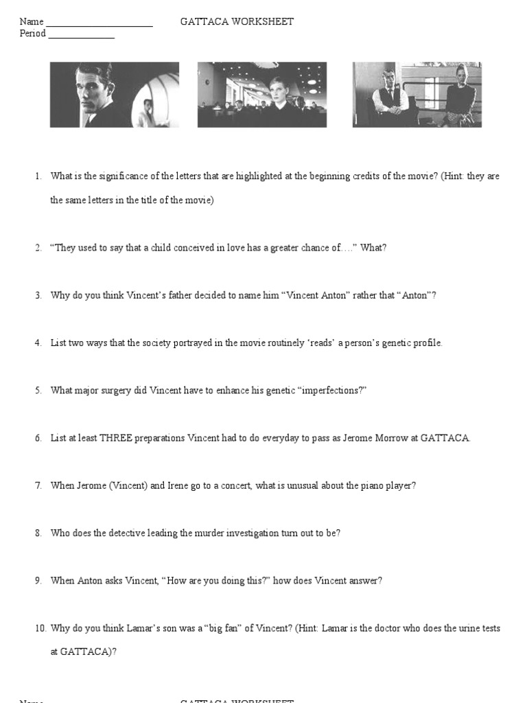 Worksheets Gattaca Worksheet Answers gattaca worksheet 1