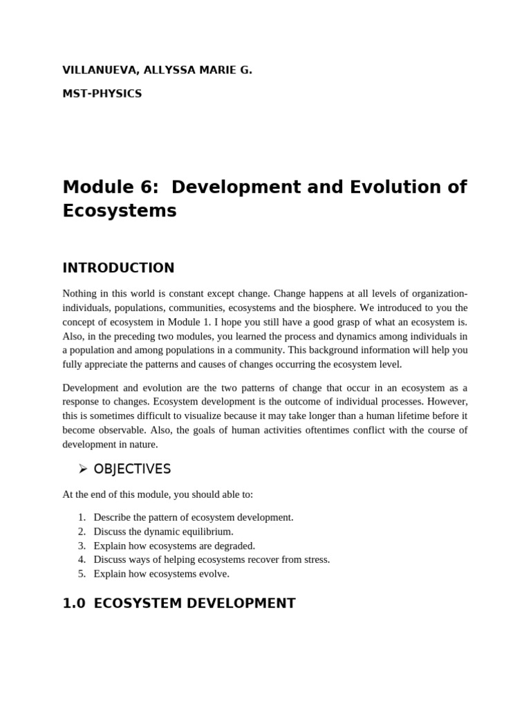 Module 6E Development and Evolution of Ecosystems 2 | PDF | Ecosystem ...