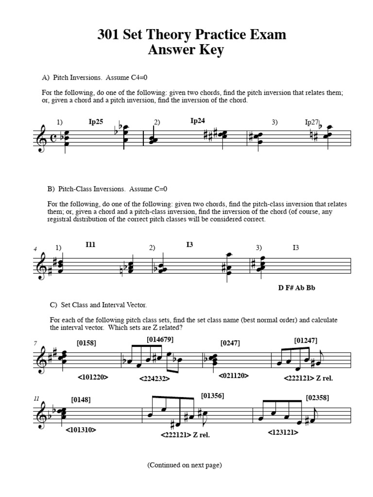 Set Theory Exam Answer Key | PDF | Harmony | Mathematics