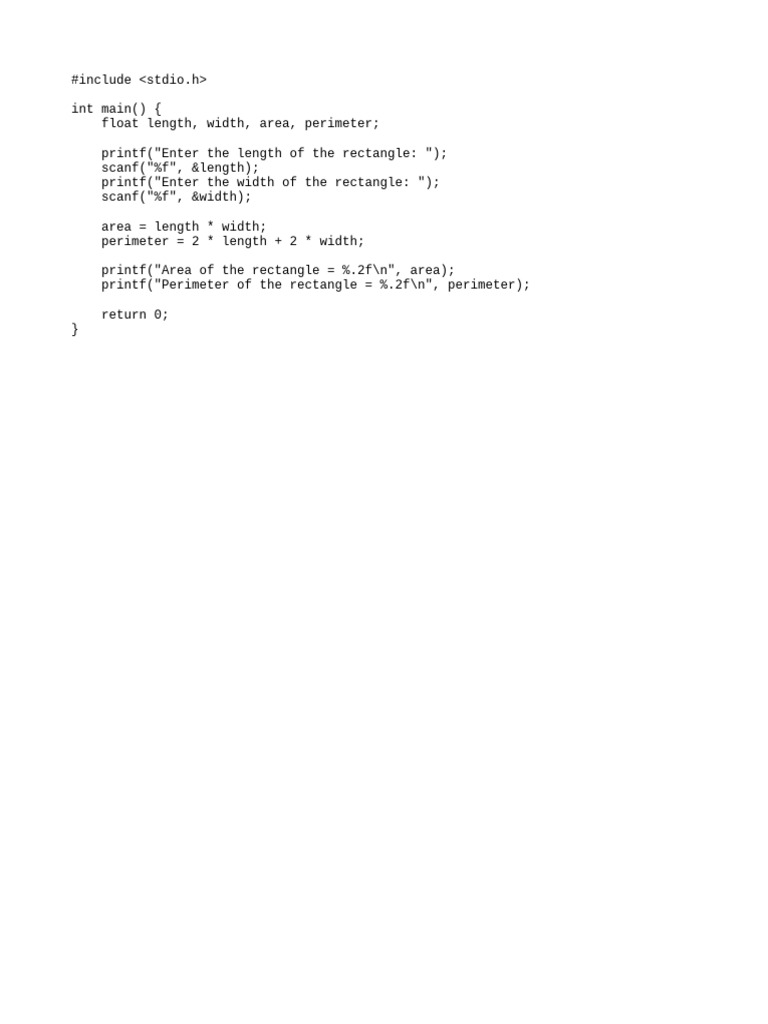Calculate Rectangle Area and Perimeter | PDF