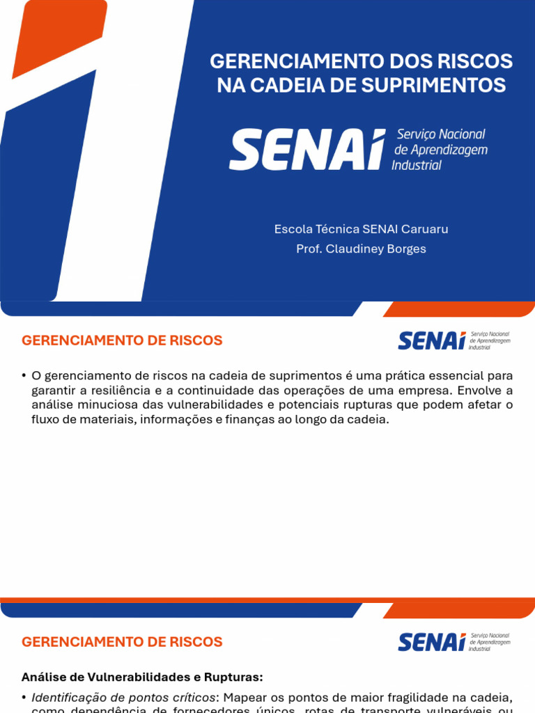 Gerenciamento de Riscos na Cadeia de Suprimentos | PDF | Cadeia de ...
