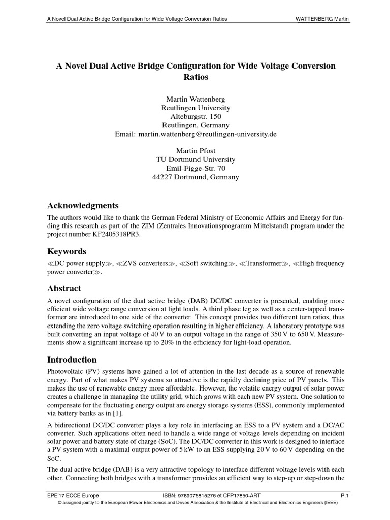 A Novel Dual Active Bridge Configuration For Wide Voltage Conversion ...