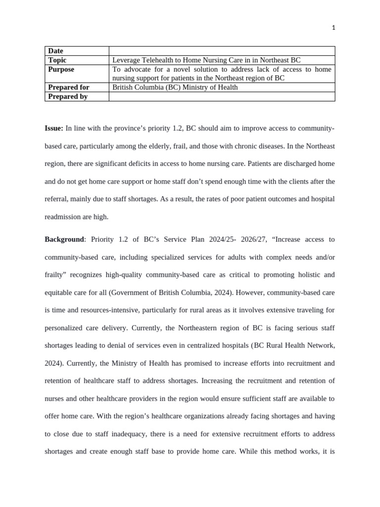 Telehealth Solutions for Home Nursing BC | PDF | Health Care | Nursing