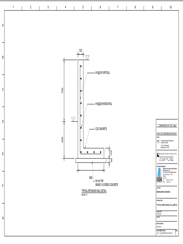 Iwmi3 - Completion - Sheet - s13 - Typical Retaining Wall Detail | PDF ...