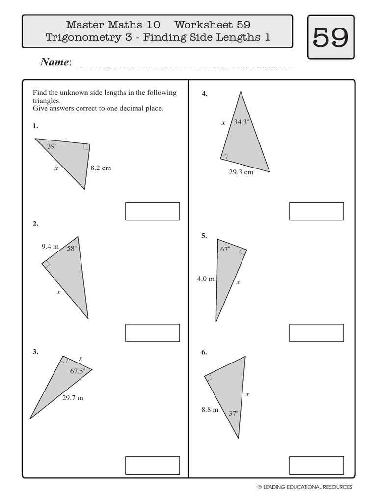 Trigonometry 3 - Finding Side Lengths 1 | PDF