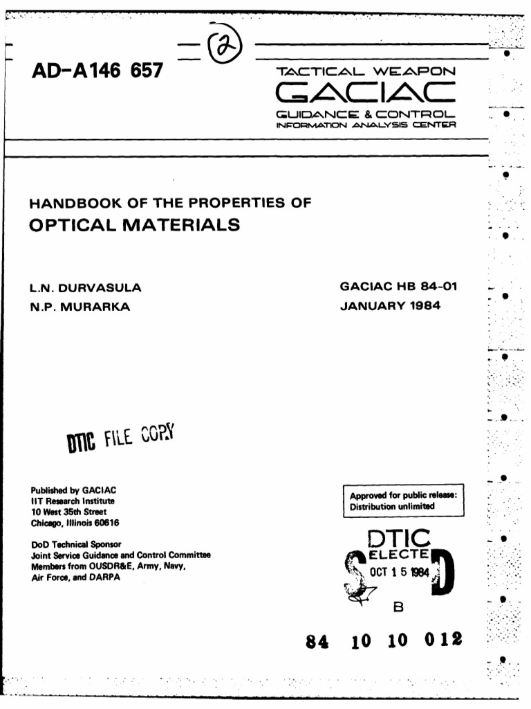 Optical Materials Properties Handbook | PDF | Refractive Index ...