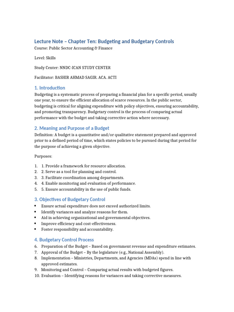 Public Sector Budgeting Overview | PDF | Budget | Government Budget