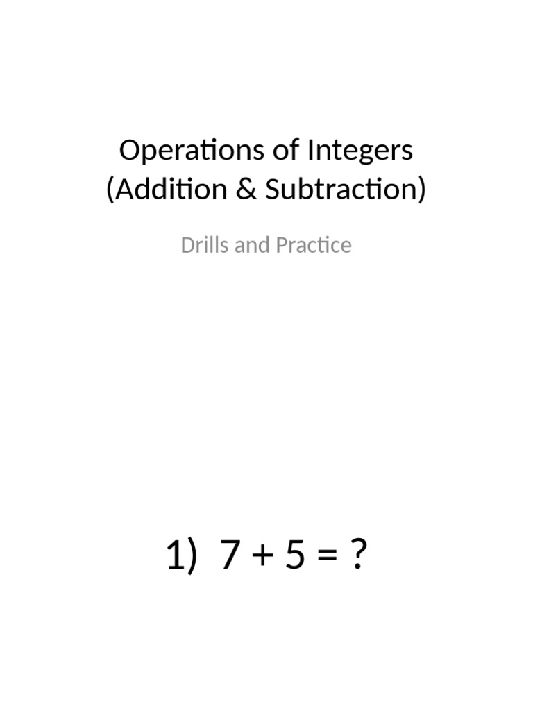 Integer Operations Practice Drills | PDF