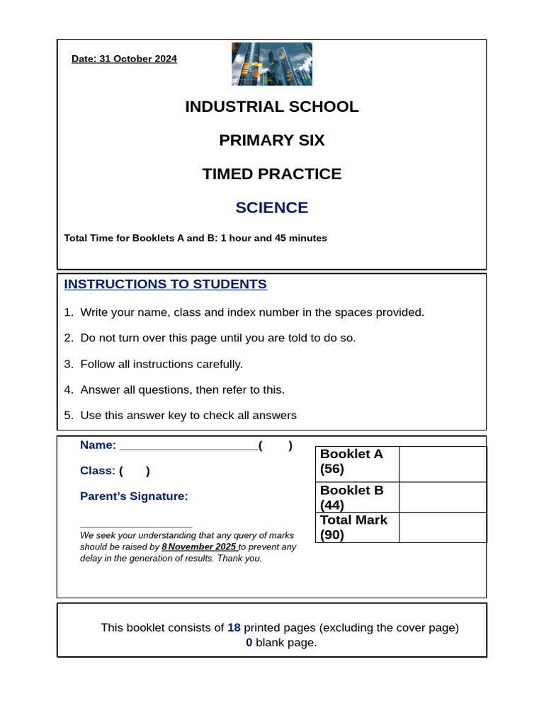 Primary Six Science Practice Booklet | PDF | Petal | Flowers