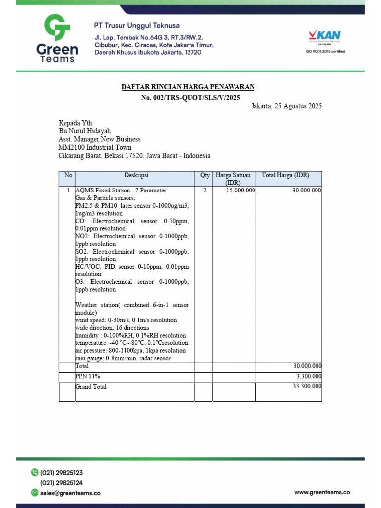 Quotation For MM2100 (UPDATE 250825) | PDF