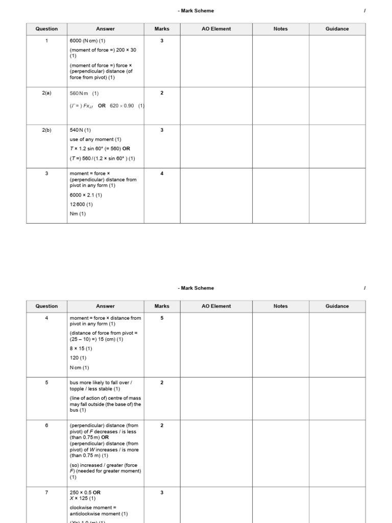 Mark Scheme | PDF | Mechanics | Physical Quantities