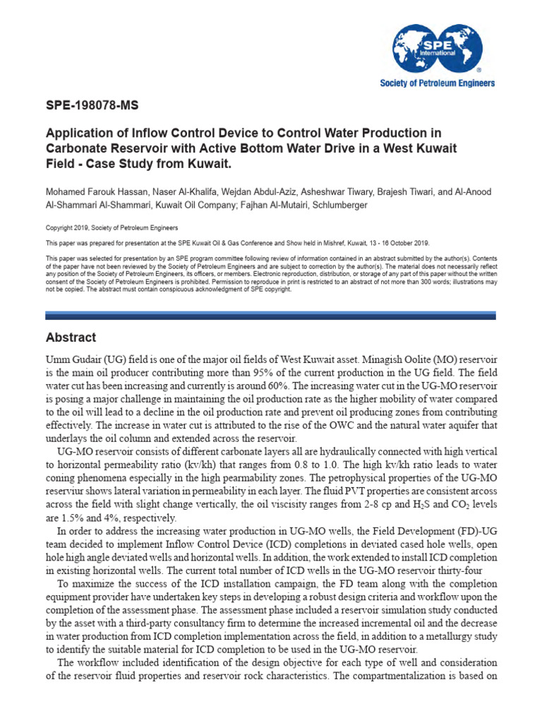 Inflow Control Device for Water Management | PDF | Petroleum Reservoir ...