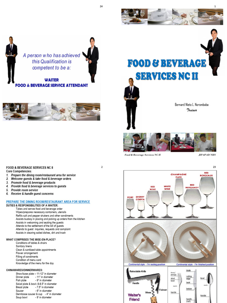 Food & Beverage Services NC II Guide | PDF | Tableware | Menu