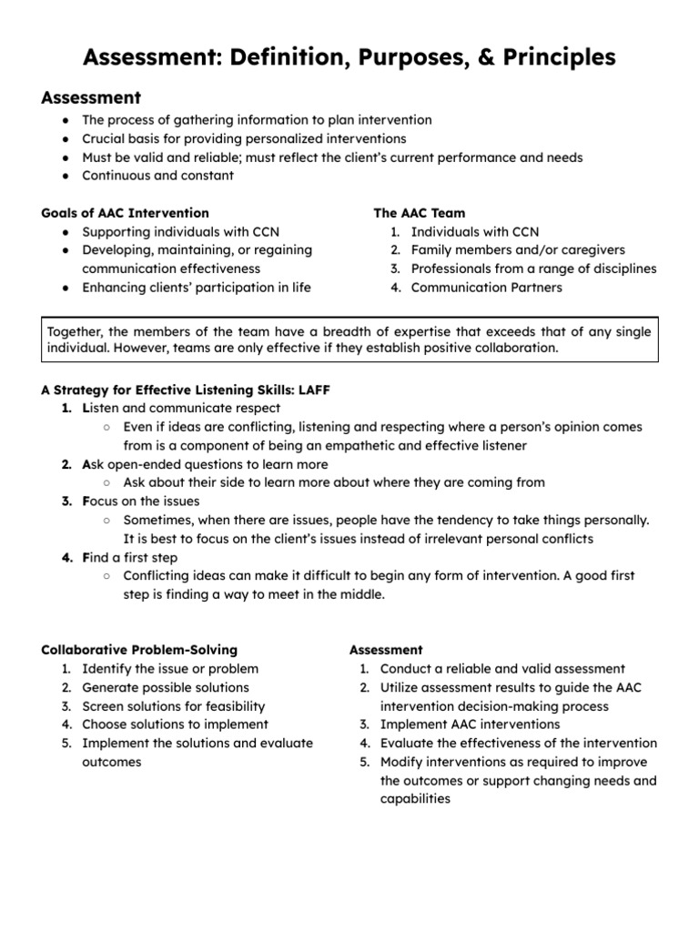 AAC Assessment: Key Principles & Strategies | PDF | Learning ...