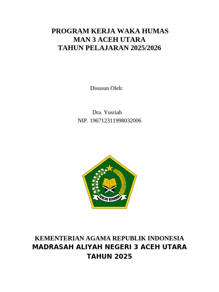 Program Kerja Humas MAN 3 Aceh Utara 2025 | PDF