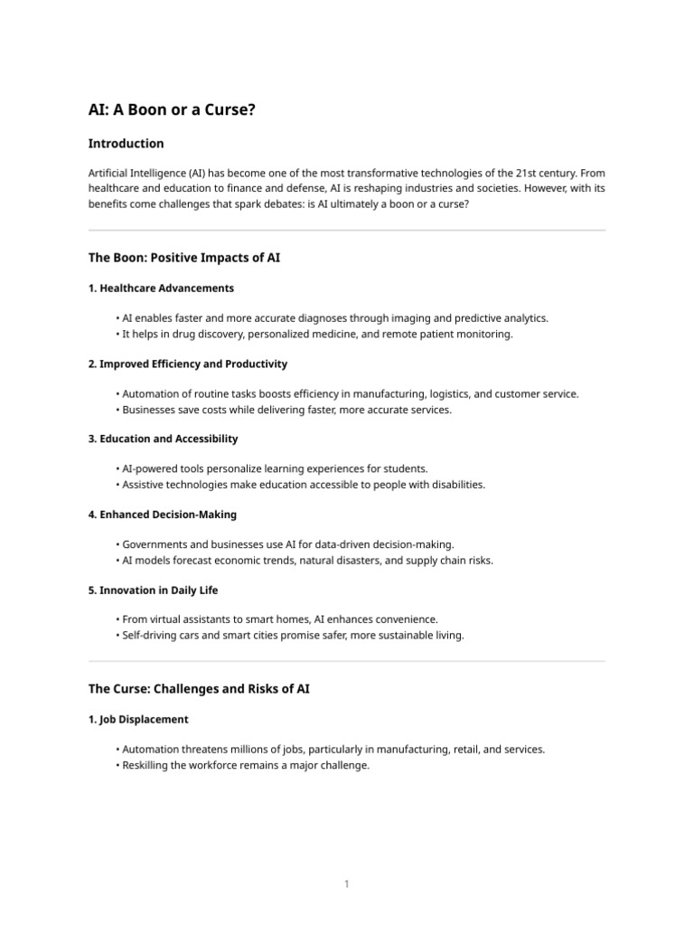 Ai Boon or Curse | PDF | Artificial Intelligence | Intelligence (AI ...