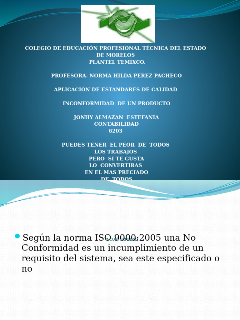 Inconformidades en Productos y Calidad | PDF | Sistema de manejo de ...