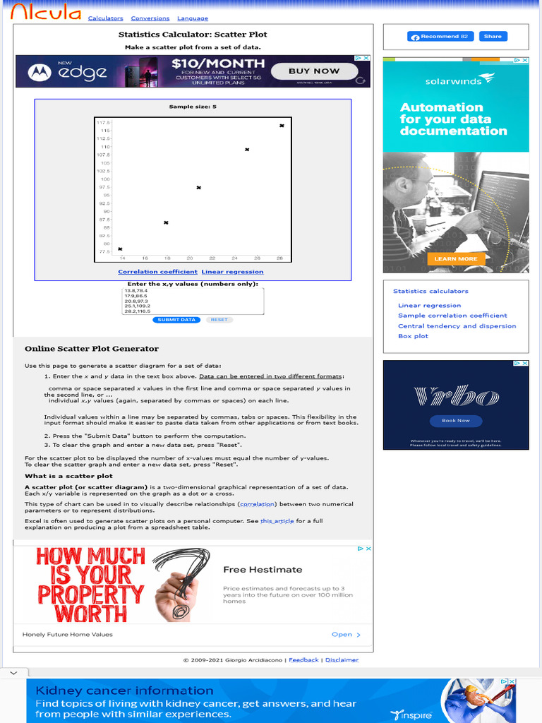 Scatter Plot Data Calculator Online | PDF | Scatter Plot | Regression ...