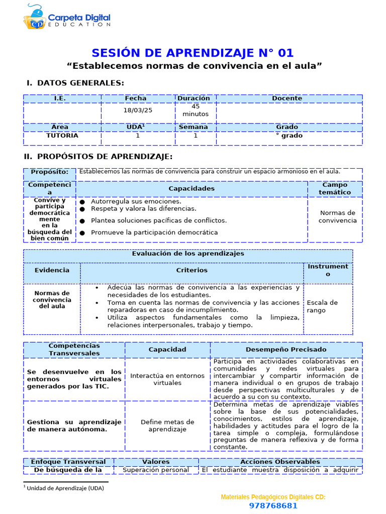 Normas de Convivencia en el Aula | PDF | Aprendizaje | Salón de clases
