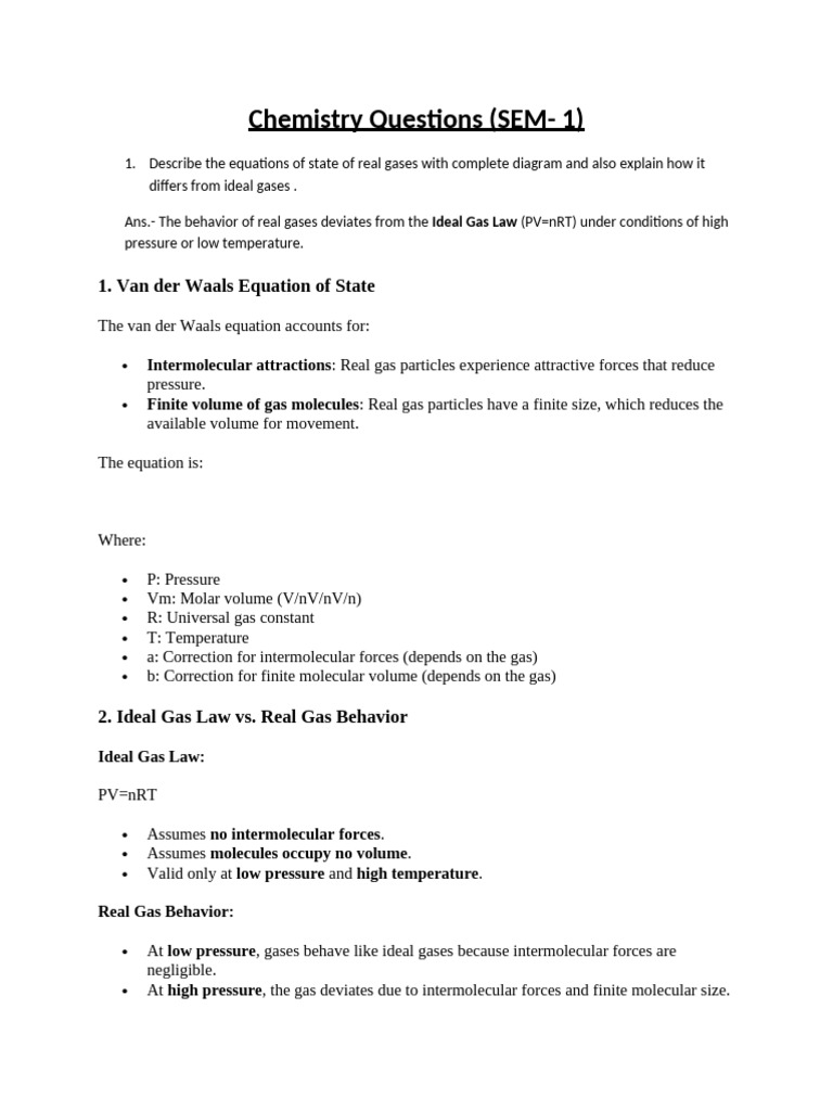 Chem Question | PDF | Gases | Polymers
