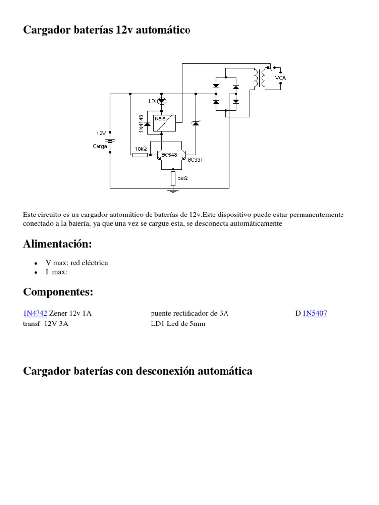 Cargador de batería con desconexión automática - Electrónica Unicrom