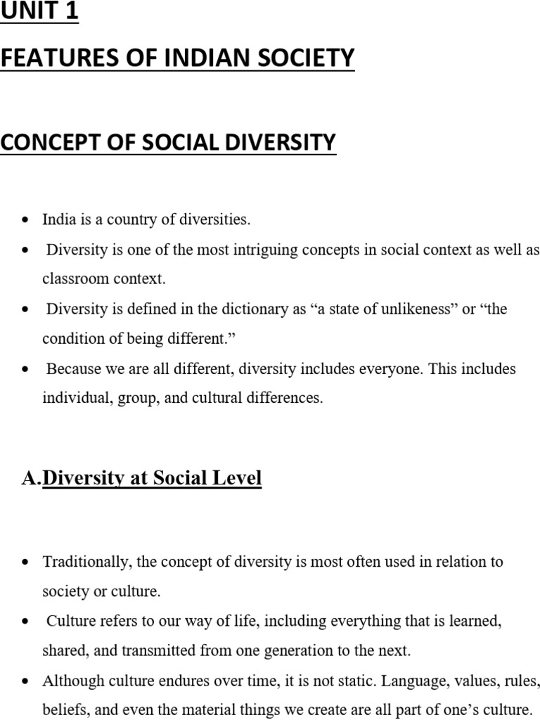 Understanding Diversity in Indian Society | PDF | Race (Human ...