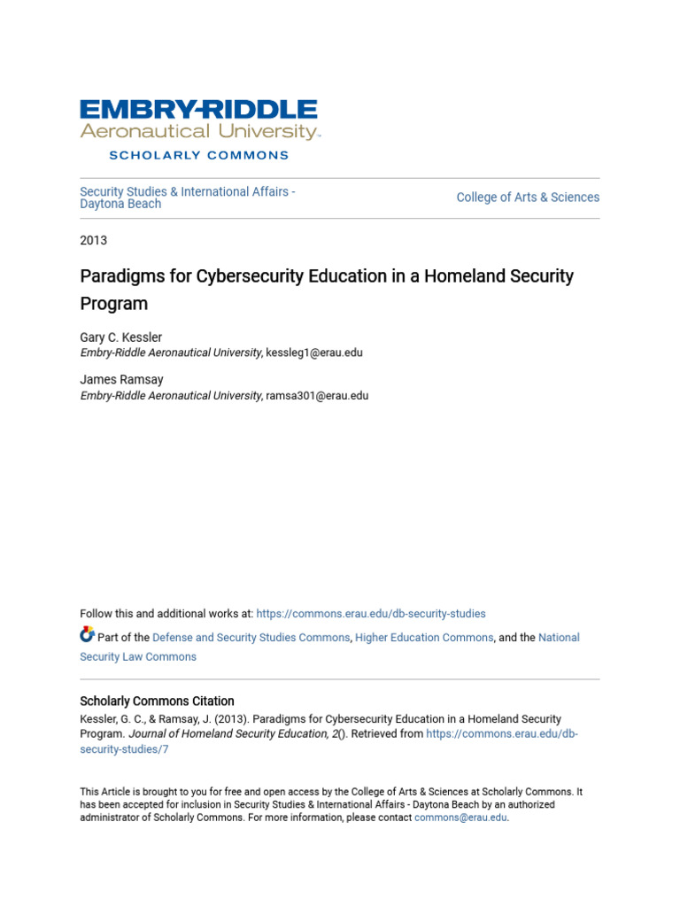 Paradigms For Cybersecurity Education in A Homeland Security Prog | PDF ...