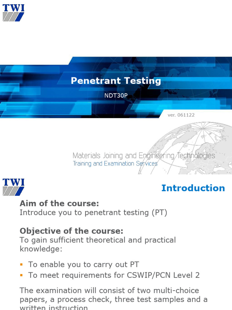 Penetrant Testing Course Overview | PDF | Nondestructive Testing | Wetting