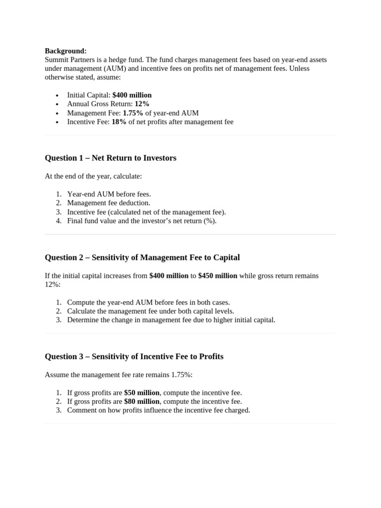 Hedge Fund - Practice Questions | PDF