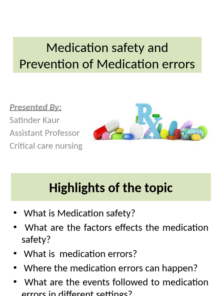 Medication Safety and Error Prevention | PDF | Medical Error | Medical ...