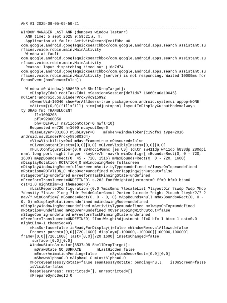 Dumpsys ANR WindowManager | PDF | System Software | Software