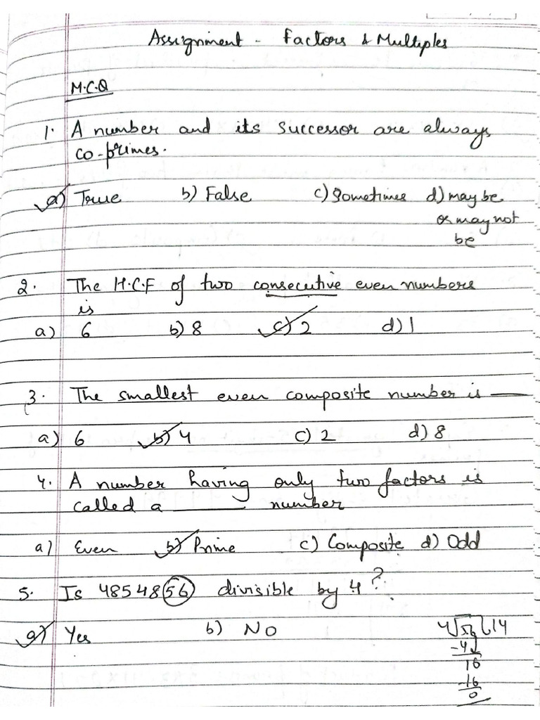 Answer Key - Factors and Multiples | PDF