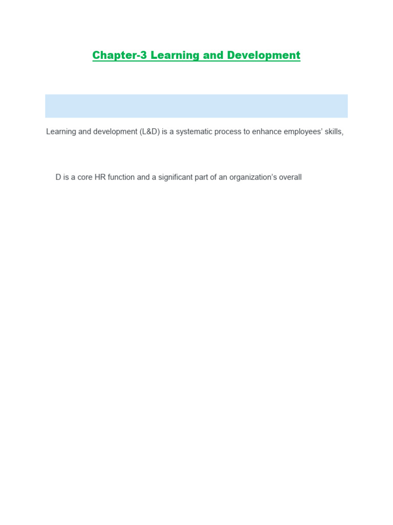 Learning and Development in the Workplace | PDF | Mentorship | Employment