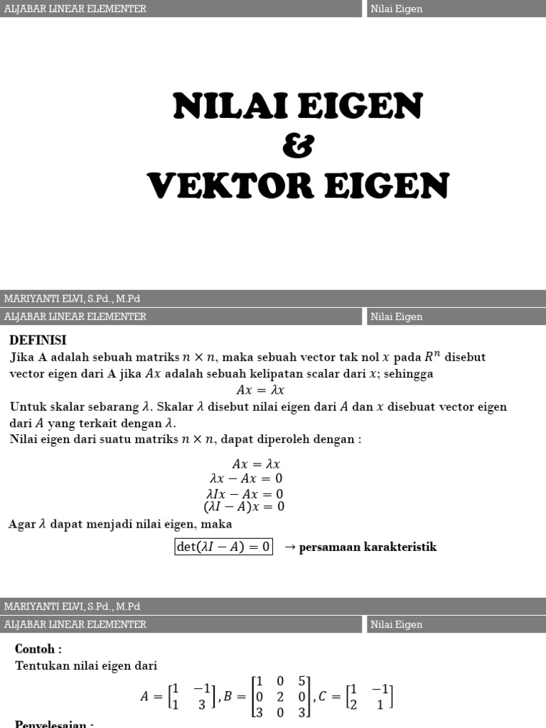 Nilai dan Vektor Eigen dalam Aljabar Linear | PDF