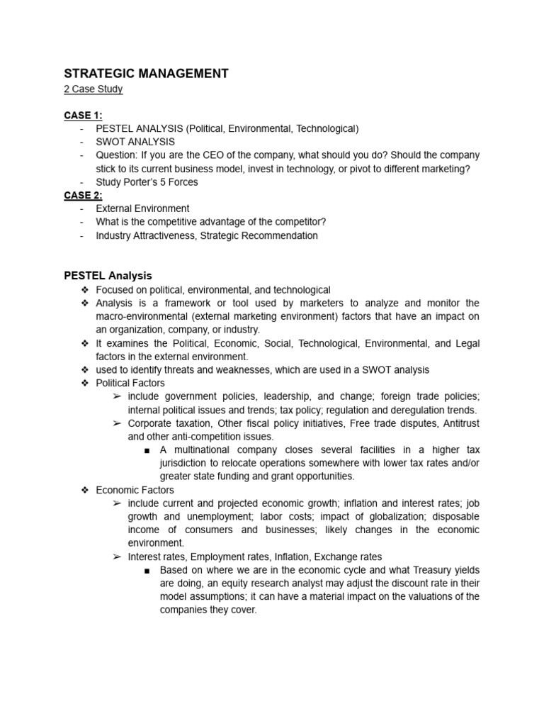 Strategic Management Case Studies Analysis | PDF | Taxes | Swot Analysis