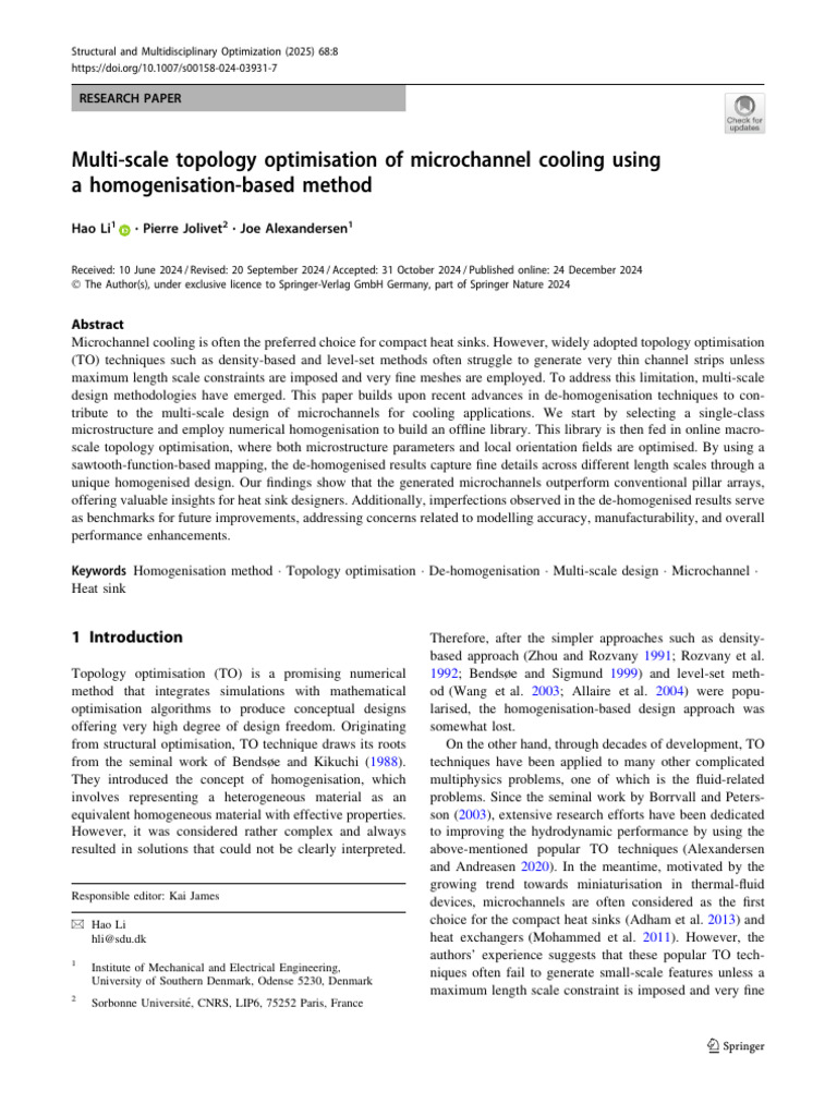Multi-Scale Optimization of Microchannel Cooling | PDF | Mathematical ...
