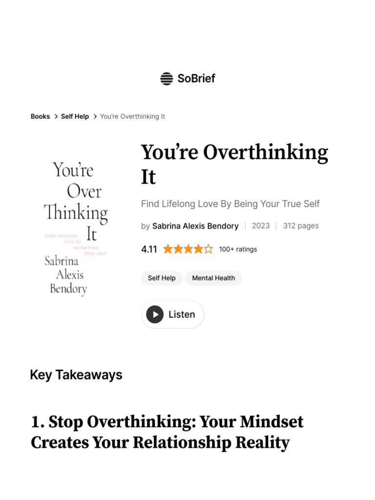 You're Overthinking It: Love Insights | PDF | Self Esteem | Love