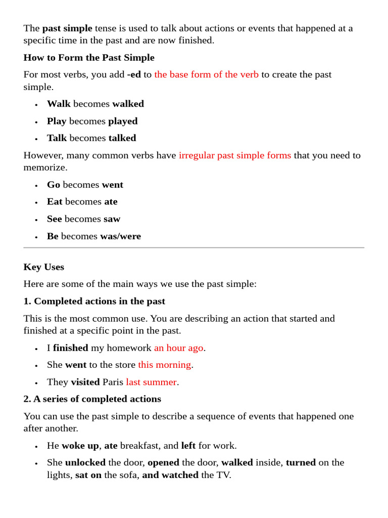 Understanding Past Simple Tense | PDF | Grammatical Tense | Verb