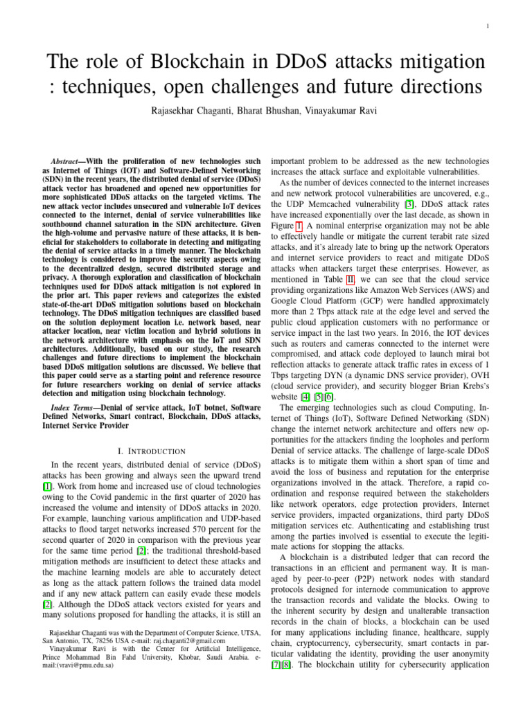 Blockchain for DDoS Mitigation Strategies | PDF | Denial Of Service ...