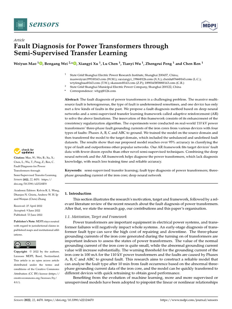 Transformer Fault Diagnosis via Transfer Learning | PDF | Machine ...