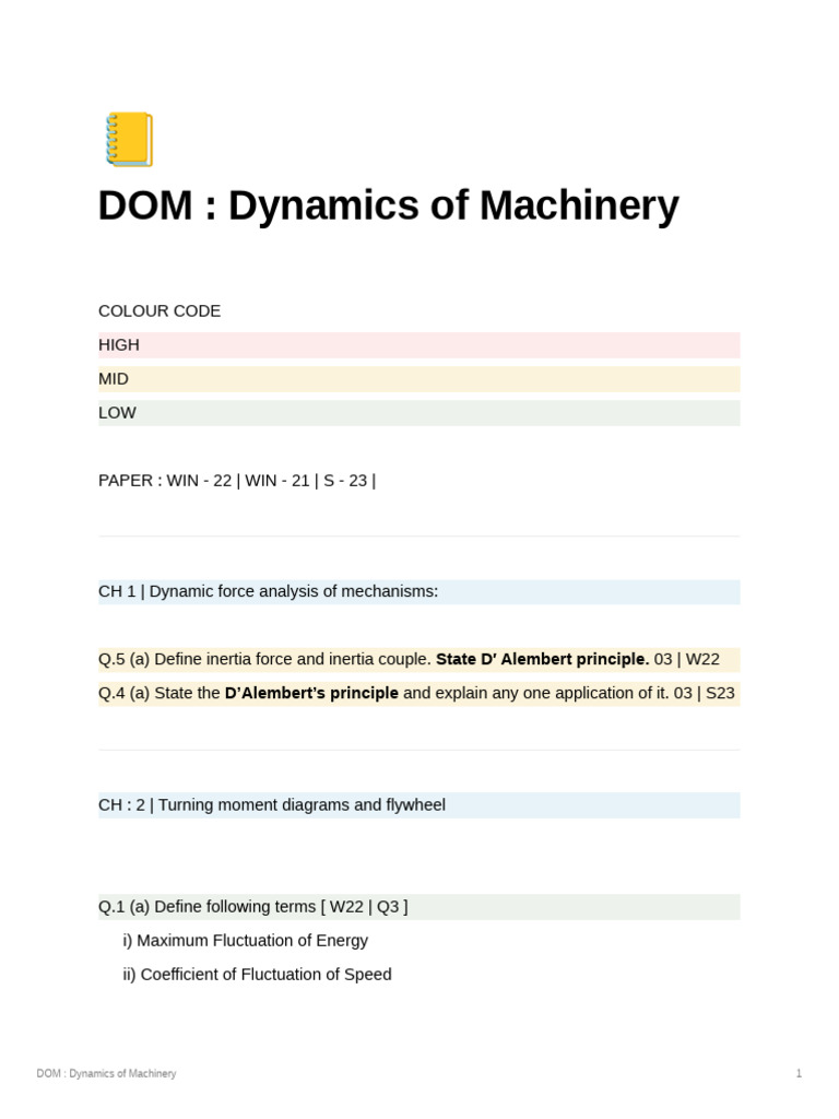 Dynamics of Machinery: Key Concepts | PDF | Damping | Gyroscope