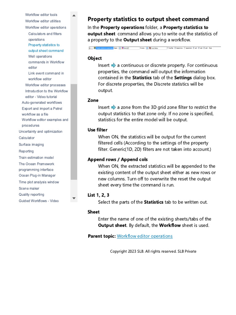 Property Statistics To Output Sheet Command | PDF