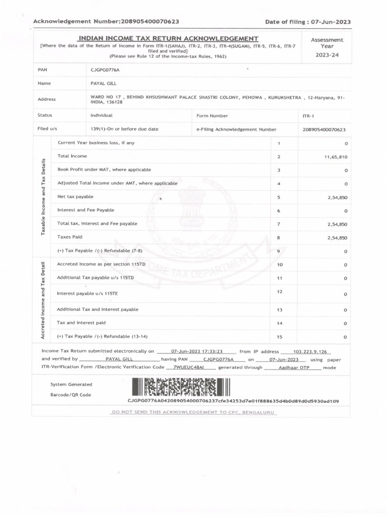 Payal Itr | PDF