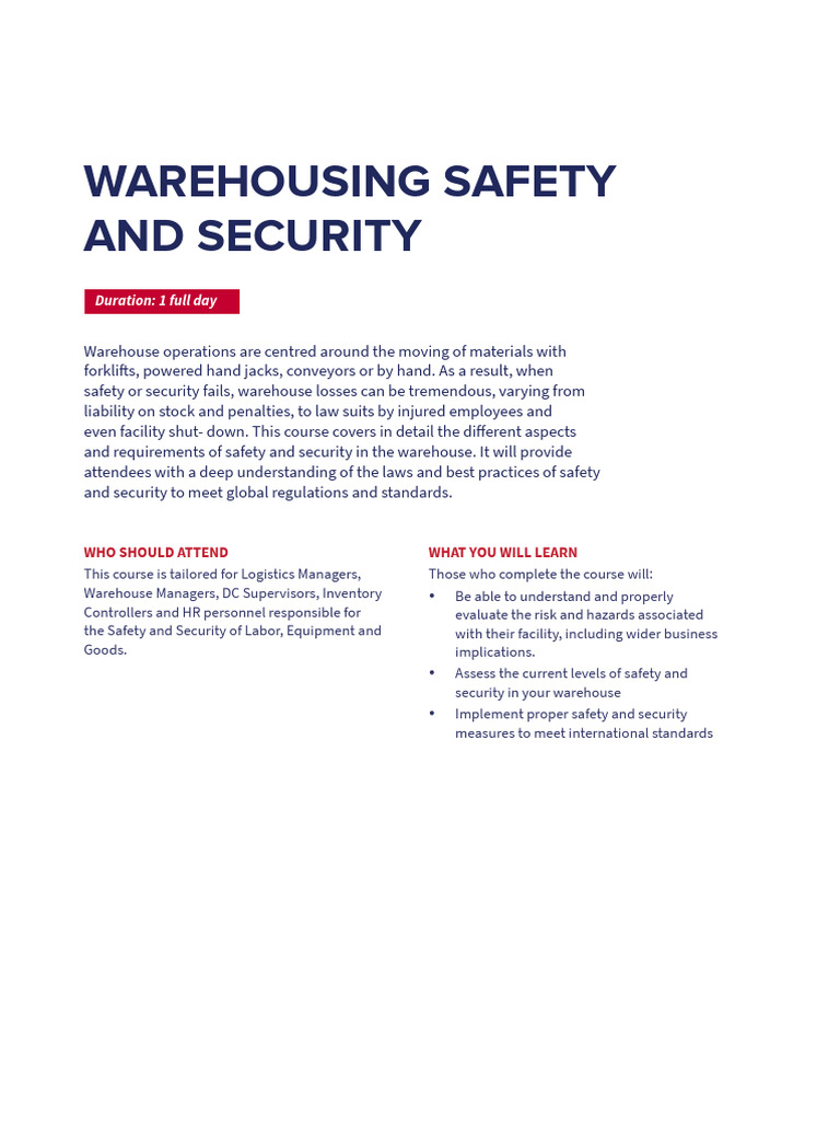 Warehouse Safety and Security Training | PDF | Warehouse | Safety