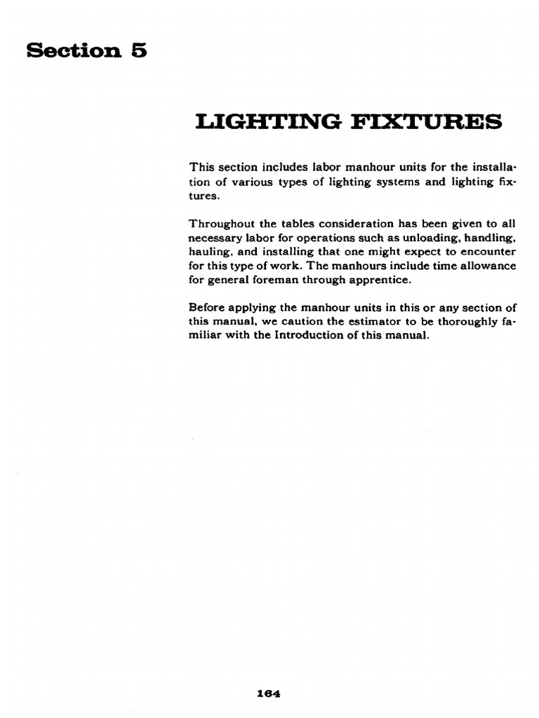Lighting Fixture Installation Manhours | PDF | Incandescent Light Bulb ...