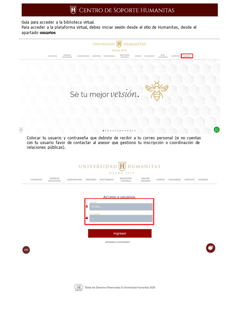 Acceso a la Biblioteca Virtual Humanitas | PDF