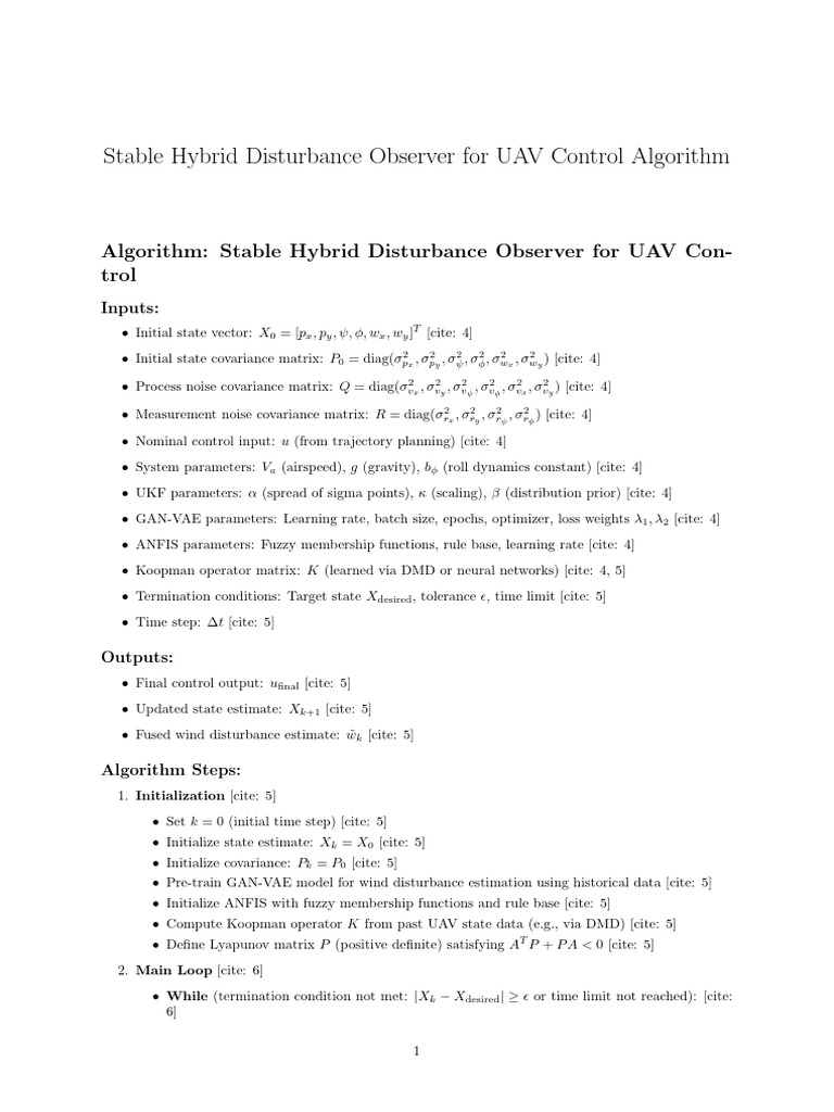 Algorithm Stable Hybrid Disturbance Observer For UAV Control | PDF ...