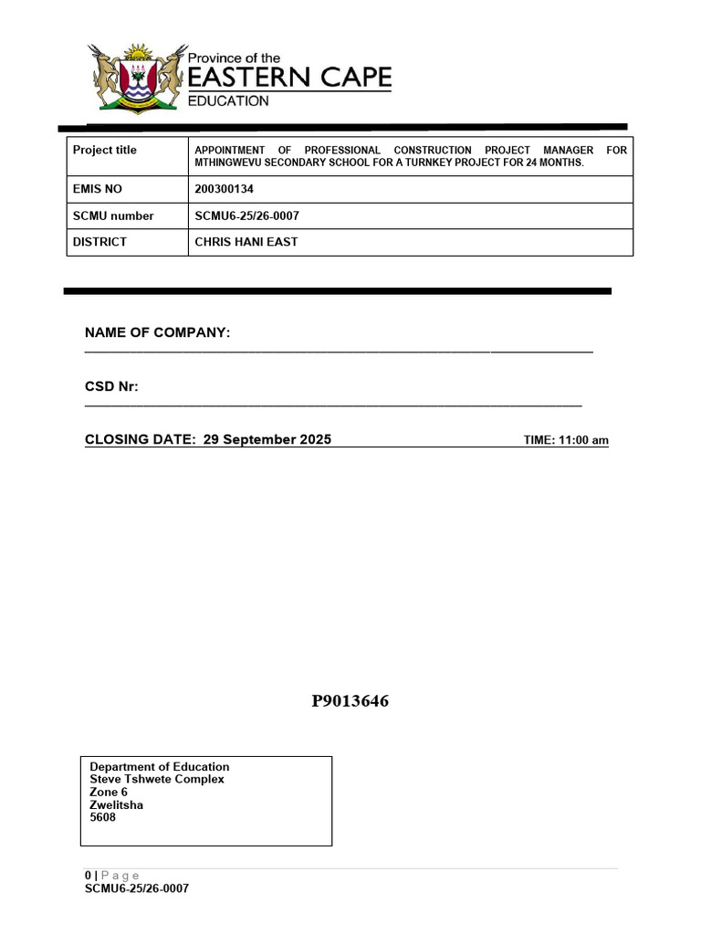 Construction Project Manager Tender | PDF | Offer And Acceptance ...